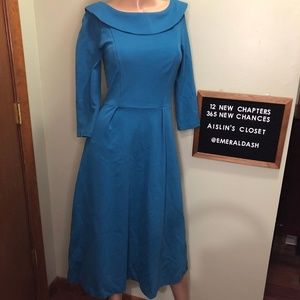 Boden Maddie Ponte Midi Dress - Drummer Blue, 4R